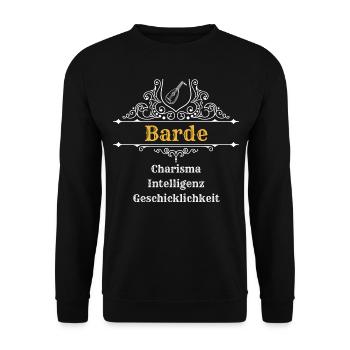 Barde | Dungeons n Dragons, DSA, RPG - Unisex Pullover - Schwarz - Vorne - Alina (178cm) & Michal (187cm)
