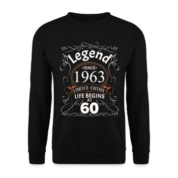 Anniversaire 1963 Cadeau d’anniversaire - Légendaire - Sweat-shirt Unisexe - noir - Devant - Alina (178cm) & Michal (187cm)
