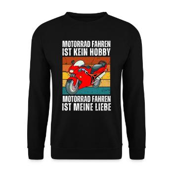 Retro Motorradfahrer Lustiges Geschenk Motorrad - Unisex Pullover - Schwarz - Vorne - Alina (178cm) & Michal (187cm)