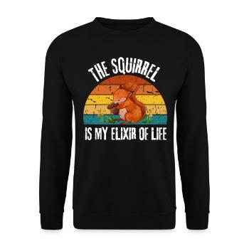 The squirrel is my elixir of life animal - Unisex Sweatshirt - black - Front - Alina (178cm) & Michal (187cm)