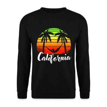 Vacances tropicales d’été Retro Palms Californie - Sweat-shirt Unisexe - noir - Devant - Alina (178cm) & Michal (187cm)