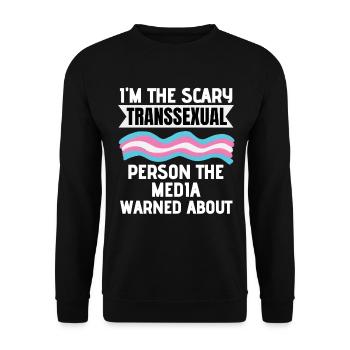 Transgender LGBT Lustiges Geschenk Transsexuell - Unisex Pullover - Schwarz - Vorne - Alina (178cm) & Michal (187cm)
