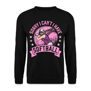 Tut mir leid, ich kann nicht Softball haben - Unisex Pullover - Schwarz - Vorne - Alina (178cm) & Michal (187cm)