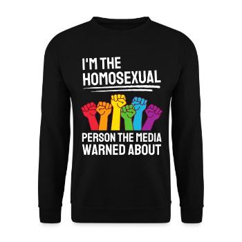 Regenbogen Faust Gay Pride Geschenk Lustiges LGBT - Unisex Pullover - Schwarz - Vorne - Alina (178cm) & Michal (187cm)