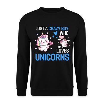 Fantasy Animal Lovers Boy Gift Unicorn - Unisex Sweatshirt - black - Front - Alina (178cm) & Michal (187cm)