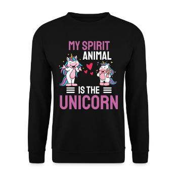 Einhörner Mein spirituelles Tier ist das Einhorn - Unisex Pullover - Schwarz - Vorne - Alina (178cm) & Michal (187cm)