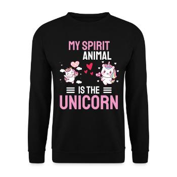 Fantasy Tierliebhaber Geschenk Lustiges Einhorn - Unisex Pullover - Schwarz - Vorne - Alina (178cm) & Michal (187cm)