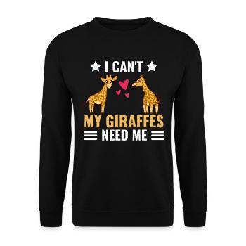 Ich kann nicht Lustiges Geschenk Afrika Giraffe - Unisex Pullover - Schwarz - Vorne - Alina (178cm) & Michal (187cm)