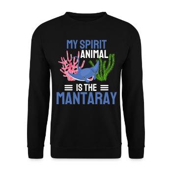Ozean Mein spirituelles Tier ist der Mantarochen - Unisex Pullover - Schwarz - Vorne - Alina (178cm) & Michal (187cm)