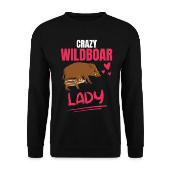 Crazy Wild Boar Lady Gift Wild Boar - Unisex Sweatshirt - black - Front - Alina (178cm) & Michal (187cm)
