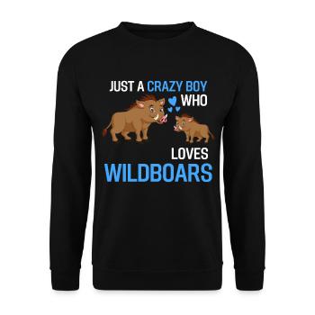 Only a crazy boy who loves wild boars - Unisex Sweatshirt - black - Front - Alina (178cm) & Michal (187cm)