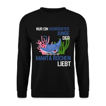 Meerestier Ozean Tier Jungen Geschenk Mantarochen - Unisex Pullover - Schwarz - Vorne - Alina (178cm) & Michal (187cm)