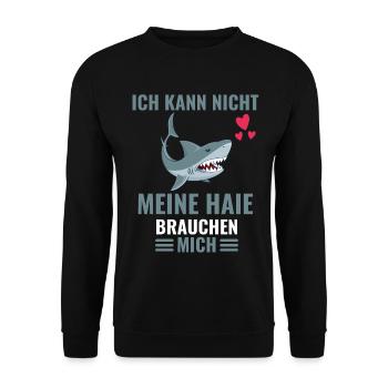 Raubtier Tierliebhaber Ozean Tier Geschenk Hai - Unisex Pullover - Schwarz - Vorne - Alina (178cm) & Michal (187cm)