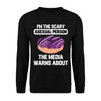 Ace Pride Donut LGBT Lustiges Geschenk Asexuell - Unisex Pullover - Schwarz - Vorne - Alina (178cm) & Michal (187cm)