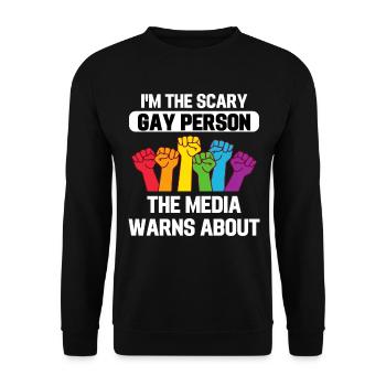 Regenbogen Faust Gay Pride Lustiges Geschenk LGBT - Unisex Pullover - Schwarz - Vorne - Alina (178cm) & Michal (187cm)