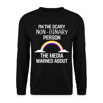 Gay Pride Month LGBTQ Geschenk Nicht Binär - Unisex Pullover - Schwarz - Vorne - Alina (178cm) & Michal (187cm)