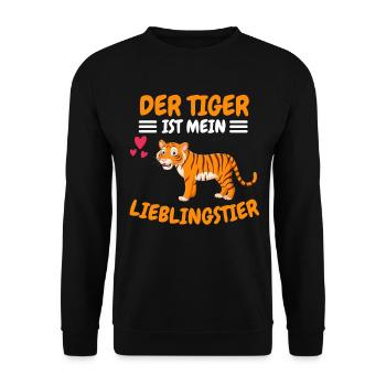Der Tiger ist mein Lieblingstier Geschenk Tiger - Unisex Pullover - Schwarz - Vorne - Alina (178cm) & Michal (187cm)