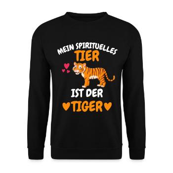 Mein spirituelles Tier Geschenk Lustiges Tiger - Unisex Pullover - Schwarz - Vorne - Alina (178cm) & Michal (187cm)