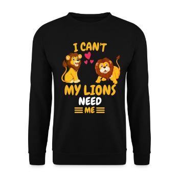 Animal Lovers Africa Safari Animal Gift Lion - Unisex Sweatshirt - black - Front - Alina (178cm) & Michal (187cm)