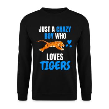 Dschungel Tier Jungen Zoo Tier Geschenk Tiger - Unisex Pullover - Schwarz - Vorne - Alina (178cm) & Michal (187cm)