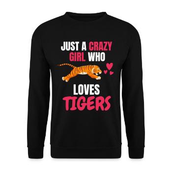 Tiger Lover Zoo Animal Girl Gift Tiger - Unisex Sweatshirt - black - Front - Alina (178cm) & Michal (187cm)