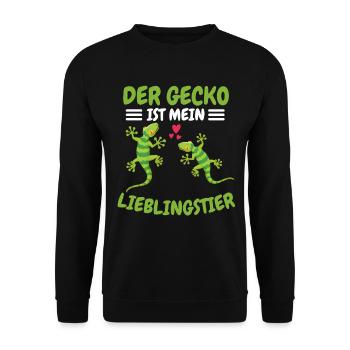 Der Gecko ist mein Lieblingstier Geschenk Gecko - Unisex Pullover - Schwarz - Vorne - Alina (178cm) & Michal (187cm)