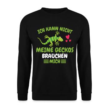 Ich kann nicht meine Geckos brauchen mich Gecko - Unisex Pullover - Schwarz - Vorne - Alina (178cm) & Michal (187cm)