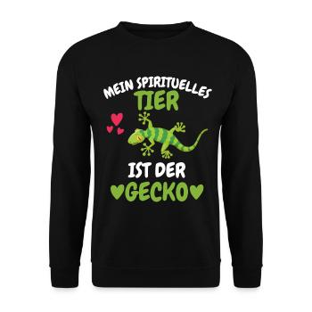 Mein spirituelles Tier Geschenk Lustiges Gecko - Unisex Pullover - Schwarz - Vorne - Alina (178cm) & Michal (187cm)