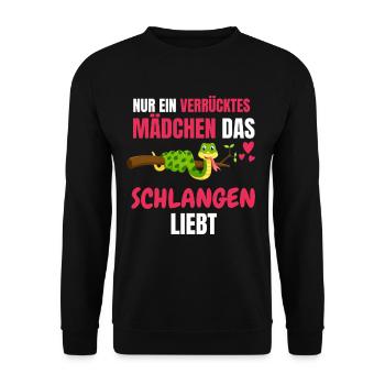 Schlangen Mädchen Zoo Tier Geschenk Schlange - Unisex Pullover - Schwarz - Vorne - Alina (178cm) & Michal (187cm)