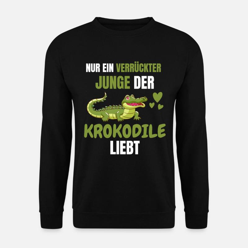 Krokodil Jungen Zoo Tier Geschenk Alligator - Unisex Pullover - Schwarz