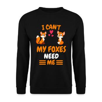 Ich kann nicht Wald Tier Lustiges Geschenk Fuchs - Unisex Pullover - Schwarz - Vorne - Alina (178cm) & Michal (187cm)