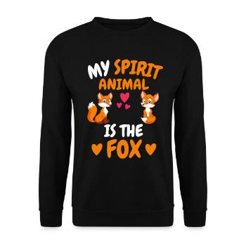 Mein spirituelles Tier Wald Tier Geschenk Fuchs - Unisex Pullover - Schwarz - Vorne - Alina (178cm) & Michal (187cm)