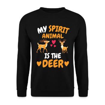 Mein spirituelles Tier Wald Tier Geschenk Hirsch - Unisex Pullover - Schwarz - Vorne - Alina (178cm) & Michal (187cm)