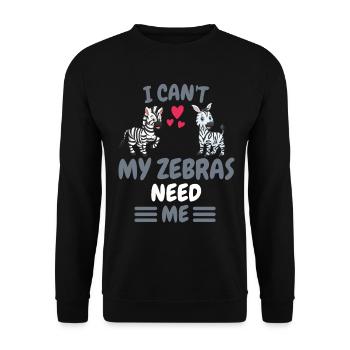 Ich kann nicht Afrika Tier Lustiges Geschenk Zebra - Unisex Pullover - Schwarz - Vorne - Alina (178cm) & Michal (187cm)