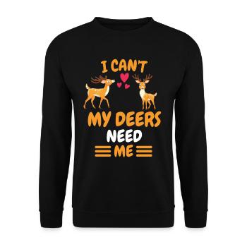 Ich kann nicht Wald Tier Lustiges Geschenk Hirsch - Unisex Pullover - Schwarz - Vorne - Alina (178cm) & Michal (187cm)