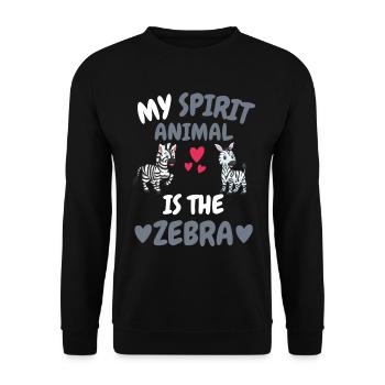 Mein spirituelles Tier Afrika Tier Geschenk Zebra - Unisex Pullover - Schwarz - Vorne - Alina (178cm) & Michal (187cm)
