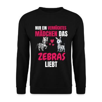 Tierliebhaber Mädchen Lustiges Geschenk Zebra - Unisex Pullover - Schwarz - Vorne - Alina (178cm) & Michal (187cm)