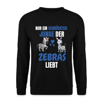 Afrika Tierliebhaber Jungs Lustiges Geschenk Zebra - Unisex Pullover - Schwarz - Vorne - Alina (178cm) & Michal (187cm)