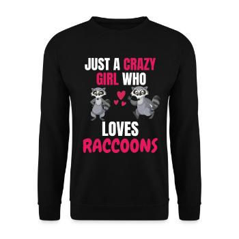 Crazy Girl Forest Animal Gift Raccoon - Unisex Sweatshirt - black - Front - Alina (178cm) & Michal (187cm)