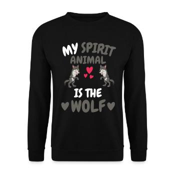 Mein spirituelles Tier Wald Tier Geschenk Wolf - Unisex Pullover - Schwarz - Vorne - Alina (178cm) & Michal (187cm)