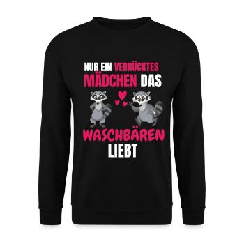 Trash Panda Mädchen Lustiges Geschenk Waschbär - Unisex Pullover - Schwarz - Vorne - Alina (178cm) & Michal (187cm)