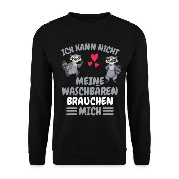 Trash Panda Tier Lustiges Geschenk Waschbär - Unisex Pullover - Schwarz - Vorne - Alina (178cm) & Michal (187cm)