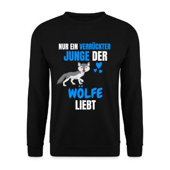 Wald Tierliebhaber Jungs Lustiges Geschenk Wolf - Unisex Pullover - Schwarz - Vorne - Alina (178cm) & Michal (187cm)