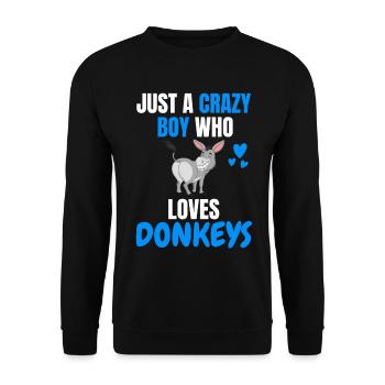 Verrückter Junge Bauer Tier Lustiges Geschenk Esel - Unisex Pullover - Schwarz - Vorne - Alina (178cm) & Michal (187cm)