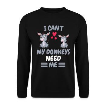 Je ne peux pas fermier animal drôle cadeau âne - Sweat-shirt Unisexe - noir - Devant - Alina (178cm) & Michal (187cm)