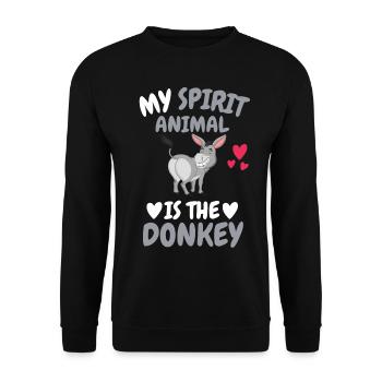 Mein spirituelles Tier Bauer Tier Geschenk Esel - Unisex Pullover - Schwarz - Vorne - Alina (178cm) & Michal (187cm)