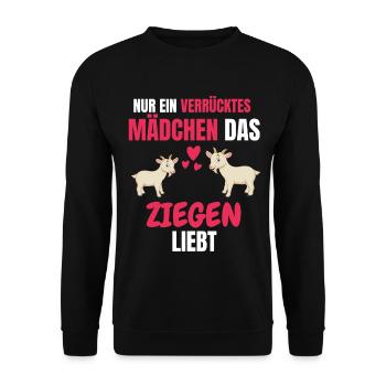 Bauernhof Tier Mädchen Lustiges Geschenk Ziege - Unisex Pullover - Schwarz - Vorne - Alina (178cm) & Michal (187cm)