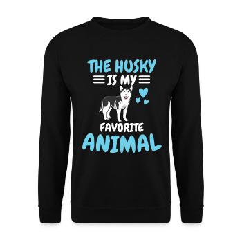 Favorite Animal Dogs Animal Funny Gift Husky - Unisex Sweatshirt - black - Front - Alina (178cm) & Michal (187cm)