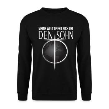 Christliche Religiöse Kleidung Bibel Spruch - Unisex Pullover - Schwarz - Vorne - Alina (178cm) & Michal (187cm)