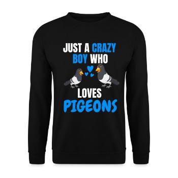 Verrückter Junge Taubenrennen Vogel Geschenk Taube - Unisex Pullover - Schwarz - Vorne - Alina (178cm) & Michal (187cm)